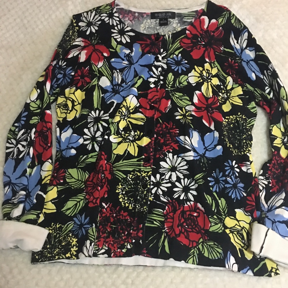 Floral august silk heritage button down blouse -Lg